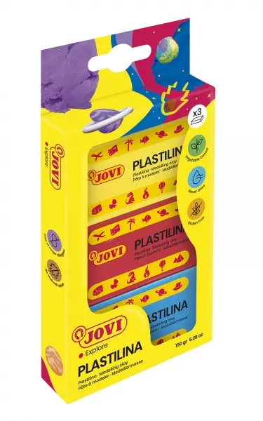 Jovi Pack de 3 Pastillas de Plastilina 50gr - No Se Seca - Sin Gluten - Facil de Moldear - Libre de 