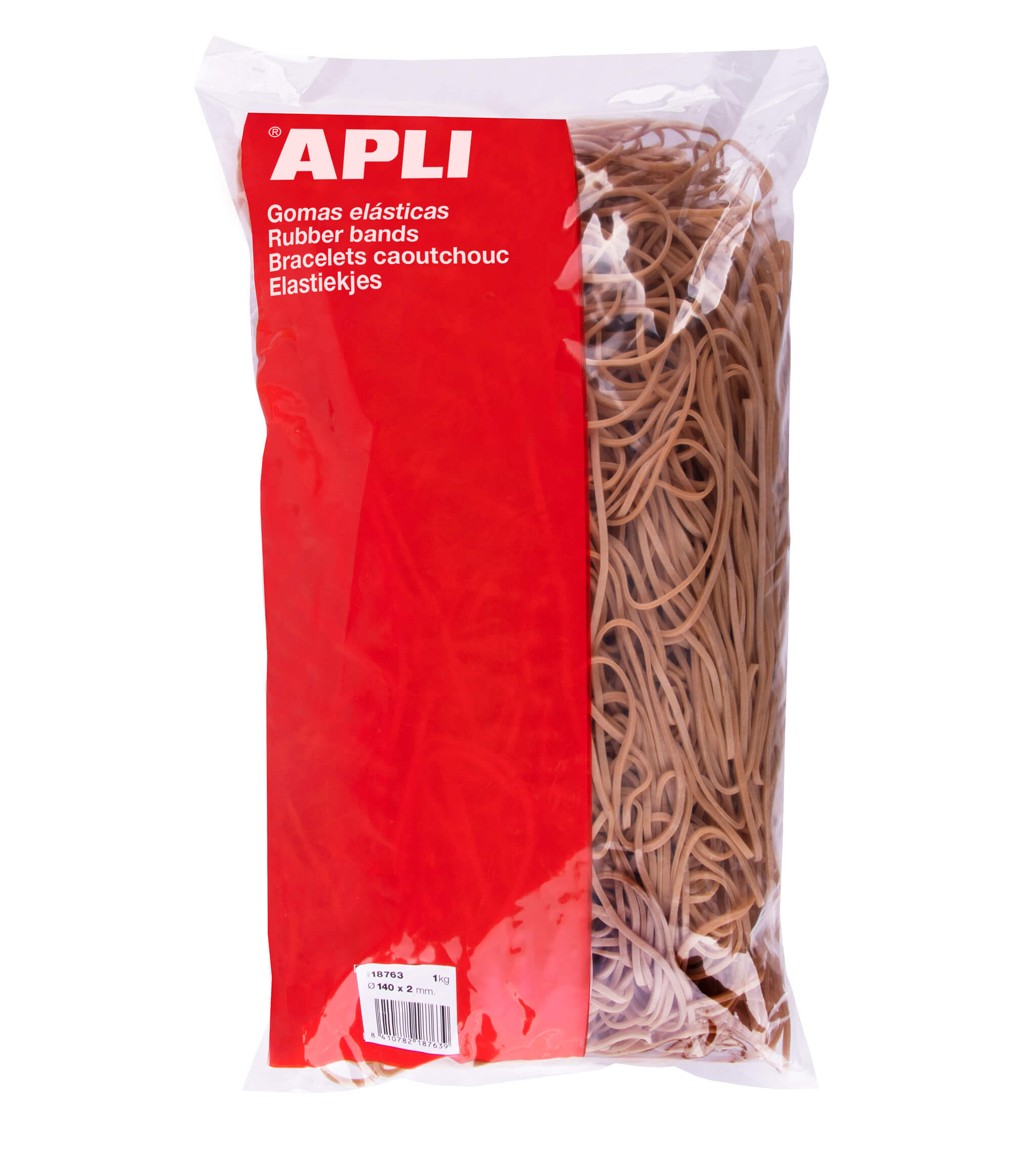 Apli Gomas Elasticas � 140 x 2mm - 1kg de Contenido - Gran Elasticidad y Resistencia - 70% de Caucho