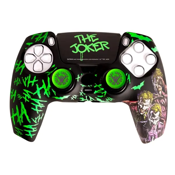 FR-TEC Joker Pack para Mando PS5 de Carcasa Rigida + Sticker para el Touchpad + Grips - Brilla en la