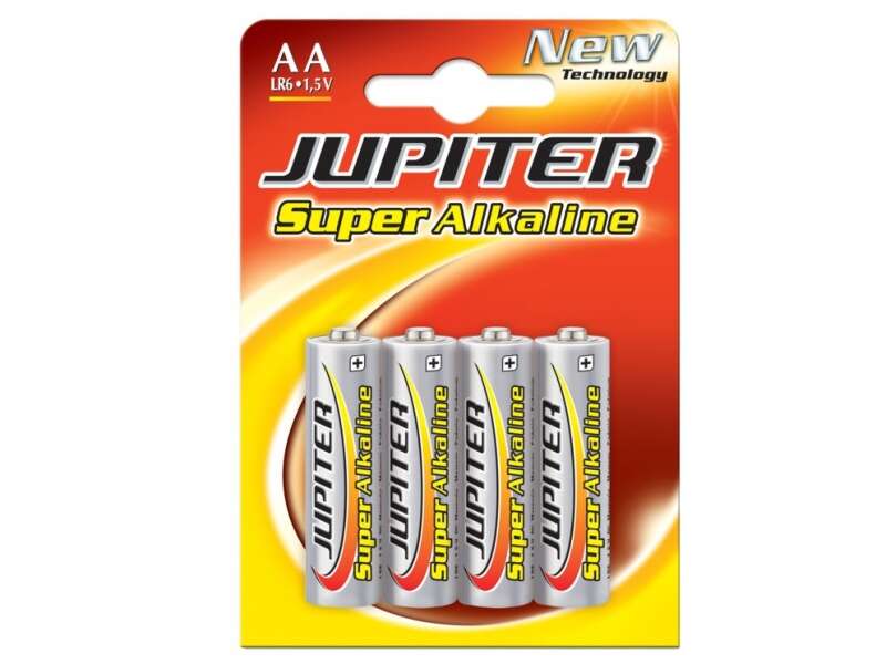 Jupiter Pack de 4 Pilas Alcalinas LR6 AA - Alta Tecnologia - Fiabilidad - Elevado Rendimiento - Maxi