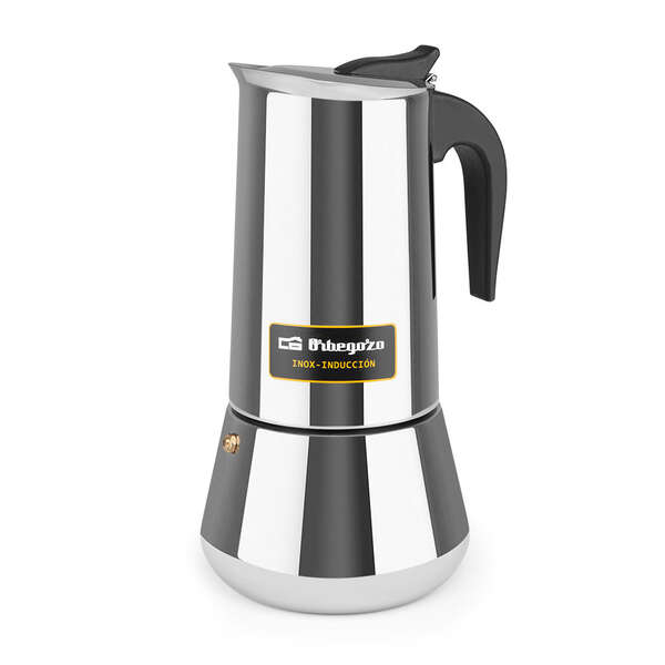 Orbegozo KFI 1260 Cafetera Italiana de Acero Inoxidable - Capacidad para 12 Tazas - Mango Ergonomico