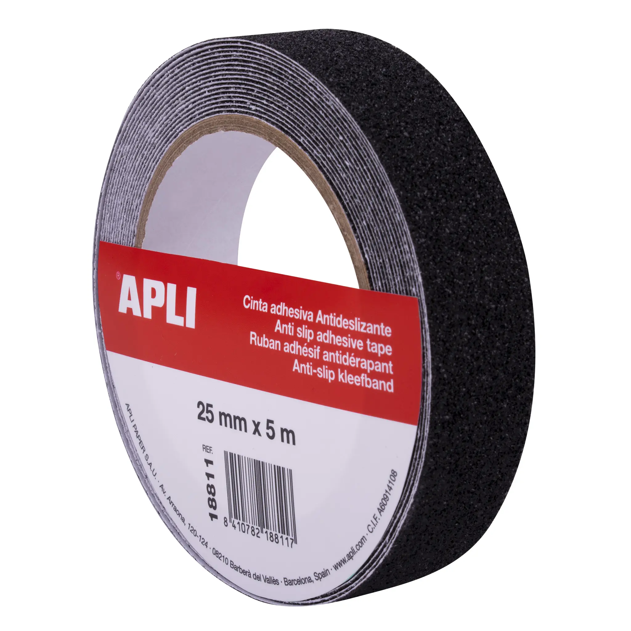 Apli Cinta Antideslizante 25mm x 5m - Resistente al Agua y al Desgaste - Facil de Cortar y Aplicar -