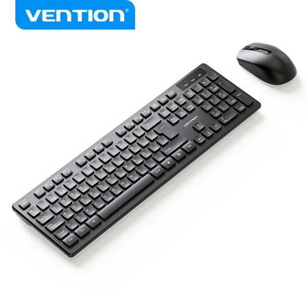 Vention KTD Combo Teclado y Raton Inalambrico - Conexion 2.4GHz - 1200 DPI - 104 Teclas - Color Negr