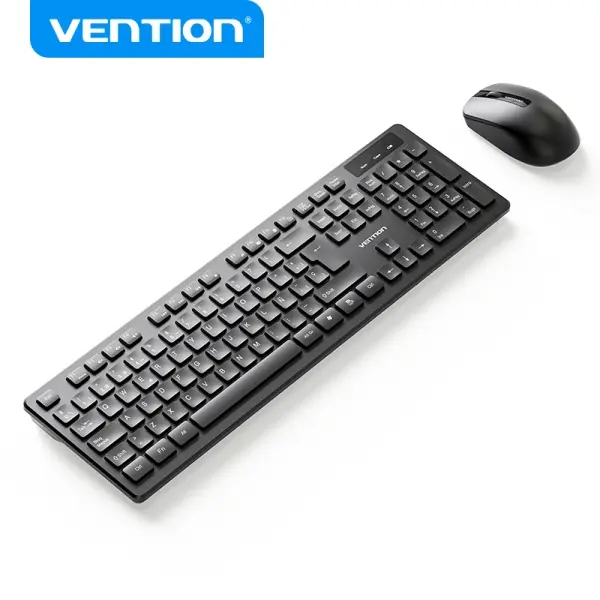 Vention KTD Combo Teclado y Raton Inalambrico - Conexion 2.4GHz - 1200 DPI - 104 Teclas - Color Negr