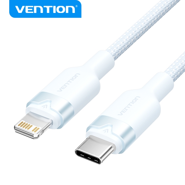 Vention Cable de Carga USB-C/Lightning - Aluminio y Algodon Trenzado - 480Mbps - 3A - 27W Max - Colo