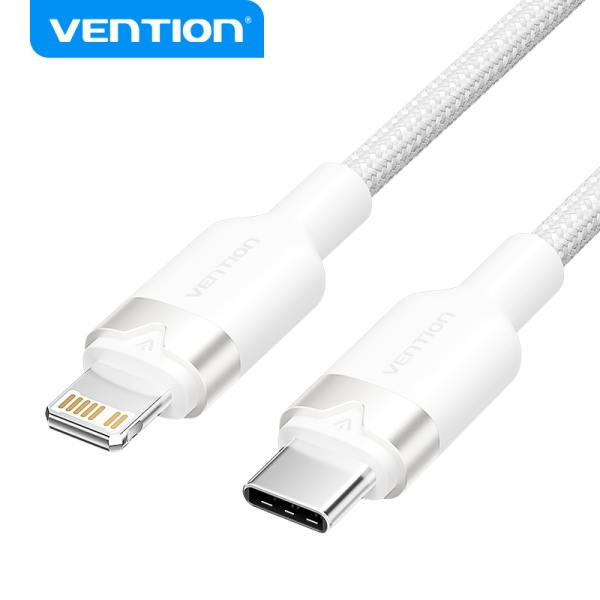 Vention Cable de Carga USB-C/Lightning - Aluminio Trenzado - 480Mbps - 3A - 27W Max - 2m - Color Bla