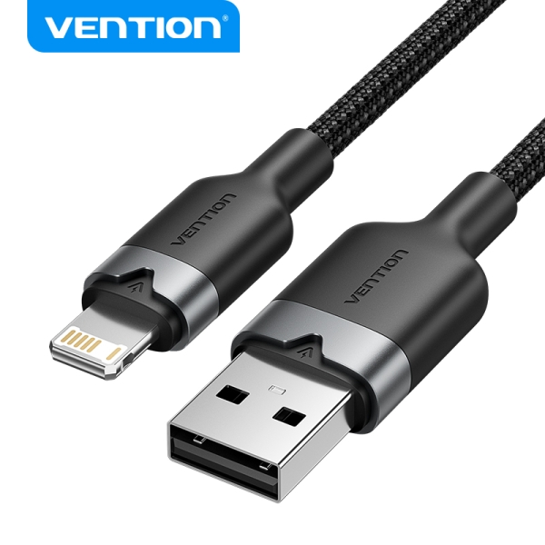 Vention Cable de Carga USB-A/Lightning - Aluminio y Algodon Trenzado - 480Mbps - 2.4A - 2m - Color N