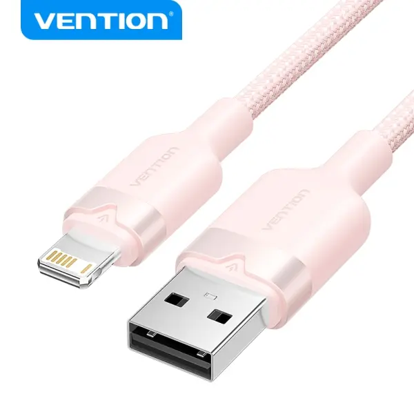 Vention Cable de Carga USB-A/Lightning - Aluminio y Algodon Trenzado - Transferencia 480Mbps - Alime