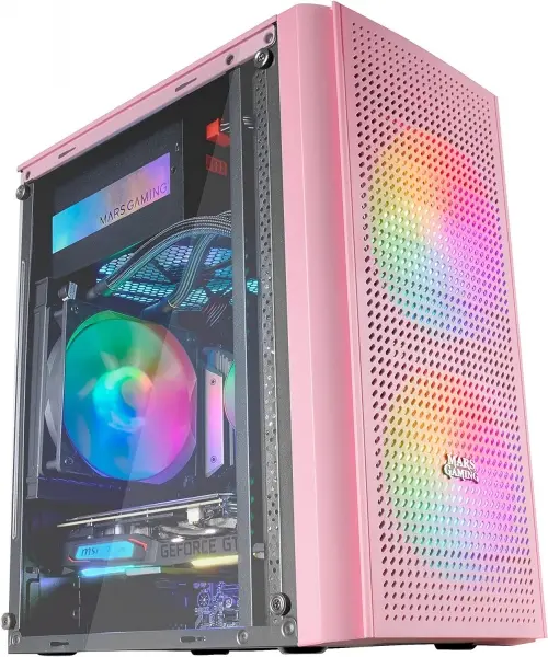 Mars Gaming MC300 Caja Gaming Compacta - Ventana Cristal Templado - 3 Ventiladores FRGB - Rejilla Fr