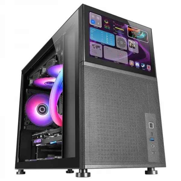 Mars Gaming MC-LCD Caja PC Gaming - Dise�o Compacto Micro-ATX - Pantalla LCD IPS 8