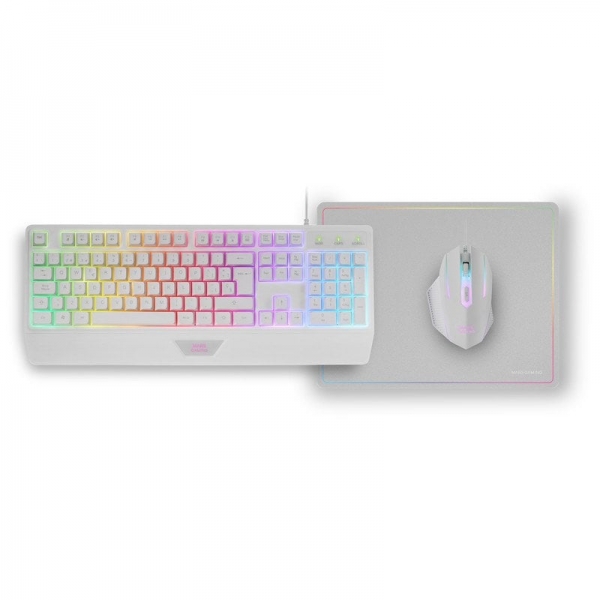 Mars Gaming MCP124 Combo Gaming 3en1 - Teclado H-Mech Ergonomico - Raton RGB Switches HUANO - Alfomb