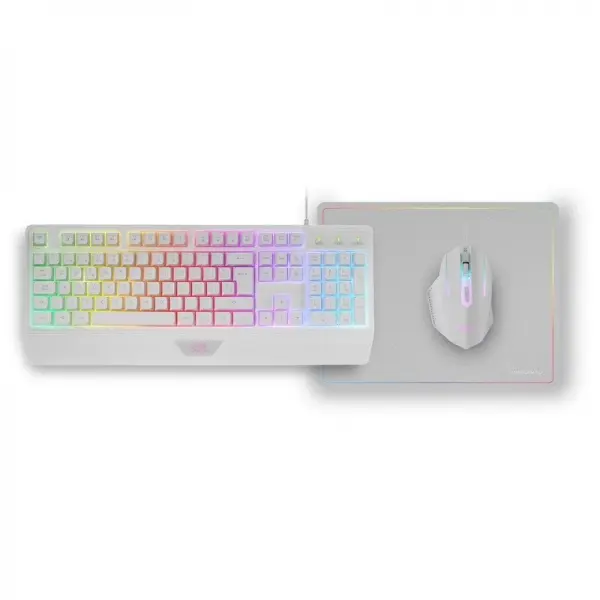 Mars Gaming MCP124 Combo Gaming 3en1 - Teclado H-Mech Ergonomico - Raton RGB Switches HUANO - Alfomb