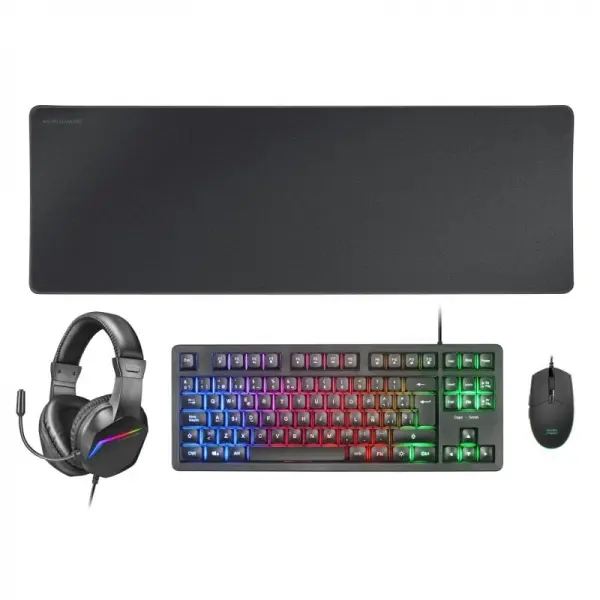 Mars Gaming MCP-RGB3 Combo Gaming 4en1 - Teclado TKL H-Mech LED FRGB - Raton Ultraligero RGB 3200 DP