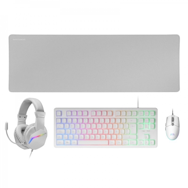 Mars Gaming MCP-RGB3 Combo Gaming 4en1 - Teclado TKL H-Mech - Raton 3200 DPI RGB - Auriculares FRGB 