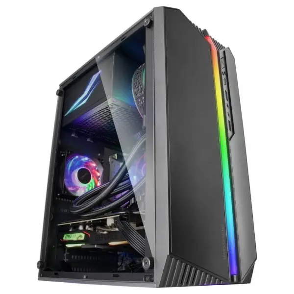 Mars Gaming MC-S1 Caja Compacta Gaming - Iluminacion ARGB 12 Modos - Ventana Lateral Completa - Refr