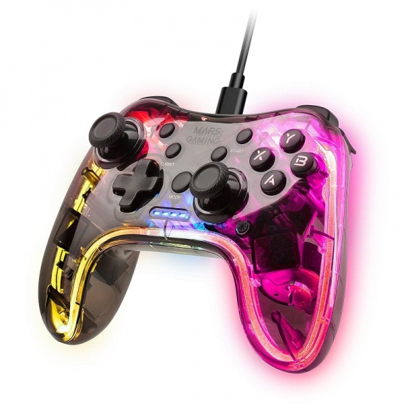 Mars Gaming MGP-C Gamepad Profesional - Iluminacion NEON RGB - Vibracion Haptica Dual - Compatibilid