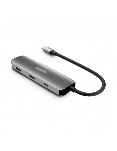 Urban Factory Hubee HUB 4 en 1- USB-C Macho - USB-A/USB-C/HDMI Hembra - 100W PD - Color Gris Metal