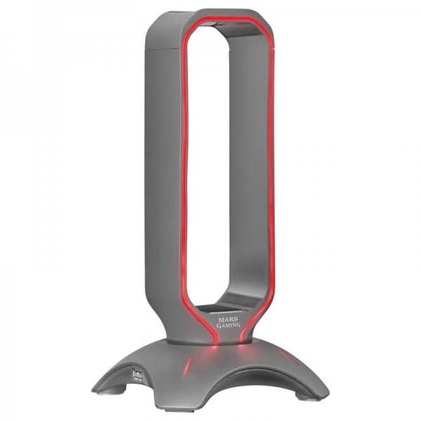 Mars Gaming MHHX Soporte Auriculares 2 en 1 - Iluminacion RGB Flow - 2 Puertos USB 2.0 - Base Antide