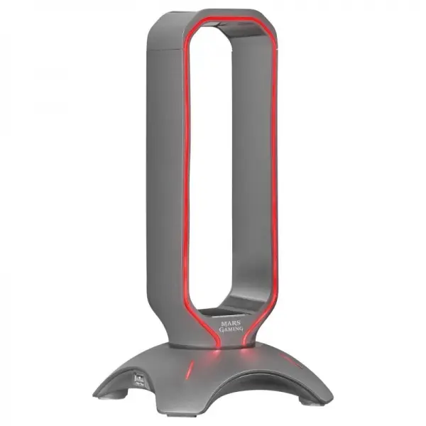 Mars Gaming MHHX Soporte Auriculares 2 en 1 - Iluminacion RGB Flow - 2 Puertos USB 2.0 - Base Antide