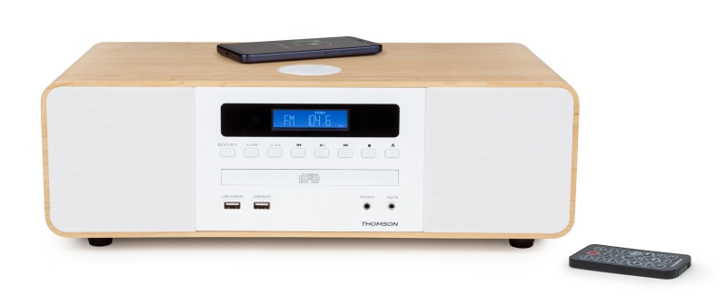 Thomson MIC201IBT Micro Cadena Bluetooth -Cargador Induccion - Potencia Musical 50W -  Color Madera/