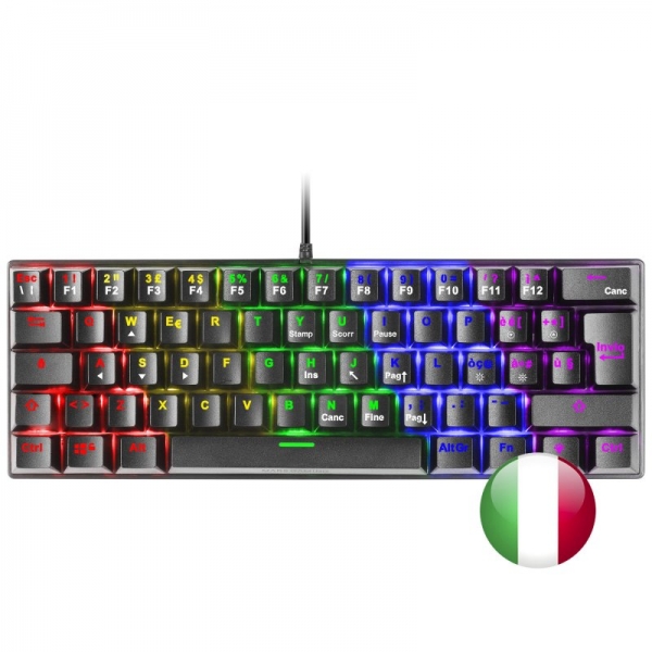 Mars Gaming MK60 Teclado Gaming Mecanico - Ultra-Compacto 60% - Switches Antipolvo - Iluminacion RGB
