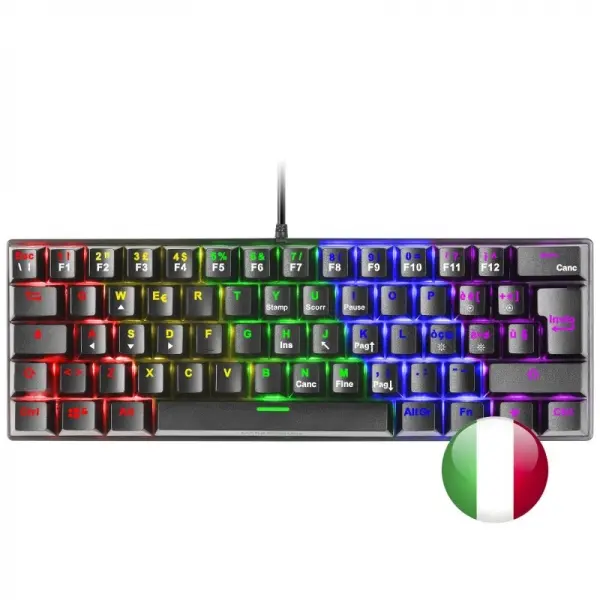 Mars Gaming MK60 Teclado Gaming Mecanico - Ultra-Compacto 60% - Switches Antipolvo - Iluminacion RGB