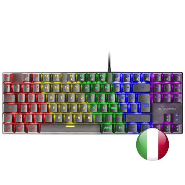 Mars Gaming MK80 Teclado Gaming Mecanico - TKL Compacto - Iluminacion RGB - Switches Antipolvo - Tec