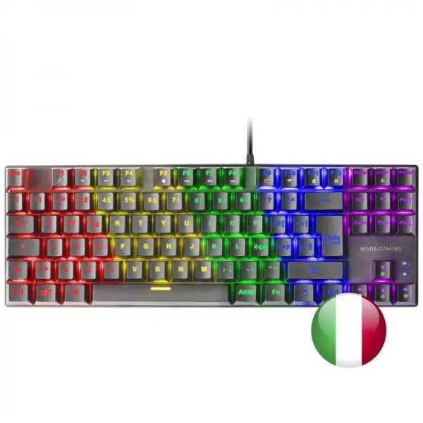 Mars Gaming MK80 Teclado Gaming Mecanico - TKL Compacto - Iluminacion RGB - Switches Antipolvo - Tec