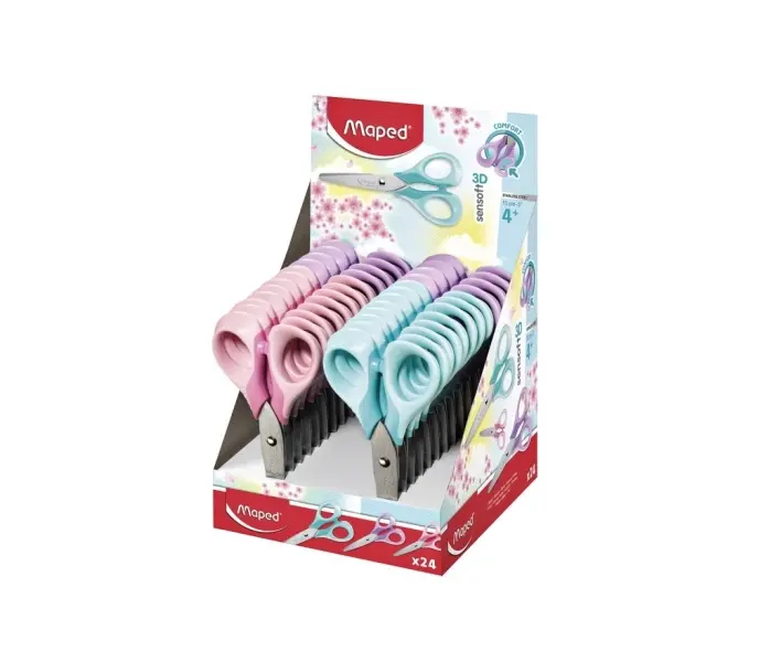 Maped Sensoft Tijera Escolar Punta Redonda 13cm - Hojas de Acero Inoxidable - Mango de Plastico Sime