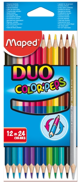 Maped Color�Peps Duo Pack de 12 Lapices Bicolores Triangulares - Doble Punta 2.9mm - Madera Certific
