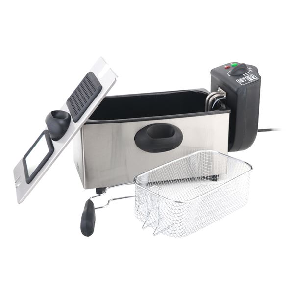 Muvip Freidora Electrica - 3 Litros - Asas Tacto Frio - Totalmente Desmontable - Tapa con Ventana - 