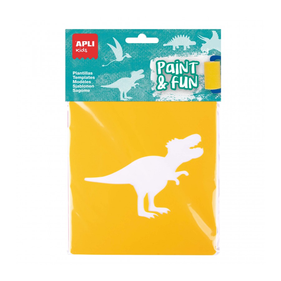 Apli Kids Bolsa de 6 Plantillas de Dinosaurios - 8 Formas de Animales - Polipropileno Flexible - Lav