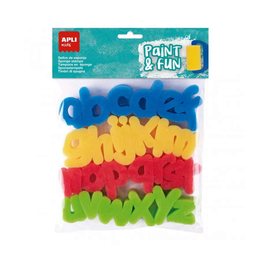 Apli Kids Paint & Fun Pack de 26 Sellos de Esponja Modelo abc para Estampacion - Formas de Letras Mi
