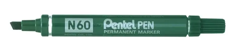 Pentel Pen N60 Rotulador Permanente - Punta Biselada Resistente y Duradera - Resistente a Agua y Luz