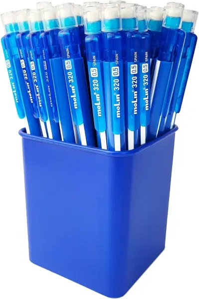 Molin Grafic-320 Pack de 50 Portaminas HB 0.5mm - Cuerpo Triangular - Goma de Borrar Integrada - Col