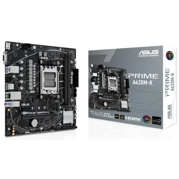 Asus Prime A620M-K Placa Base AMD AM5 2x DDR5 - HDMI, M.2, PCIe, 4x Sata III, USB 2.0, 3.2, RJ-45, V