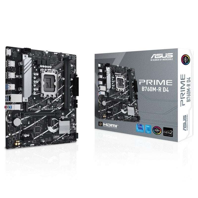 Asus Prime B760M-R D4 Placa Base Intel 1700 2x DDR4 - HDMI, M.2, PCIe4.0, 4x Sata III, USB, Micro-AT