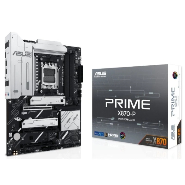 Asus Prime X870-P Placa Base AM5 - 4x DDR5, 4x M2, 2x Sata III, PCIe 4.0, 5.0, USB 2.0, 3.2, RJ-45, 