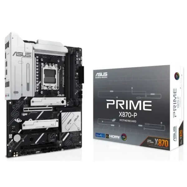 Asus Prime X870-P Placa Base AM5 - 4x DDR5, 4x M2, 2x Sata III, PCIe 4.0, 5.0, USB 2.0, 3.2, RJ-45, 