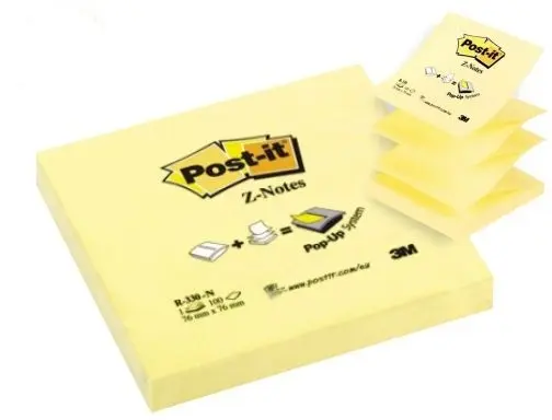 Post-it Bloc de 100 Z-Notas Adhesivas Removibles Zig-Zag Canary Yellow 76x76mm - Papel con Certifica