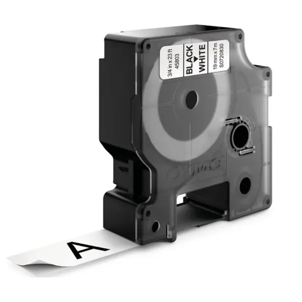 Dymo D1 45803 Cinta de Etiquetas Original para Rotuladora - Texto Negro sobre Fondo Blanco - Ancho 1