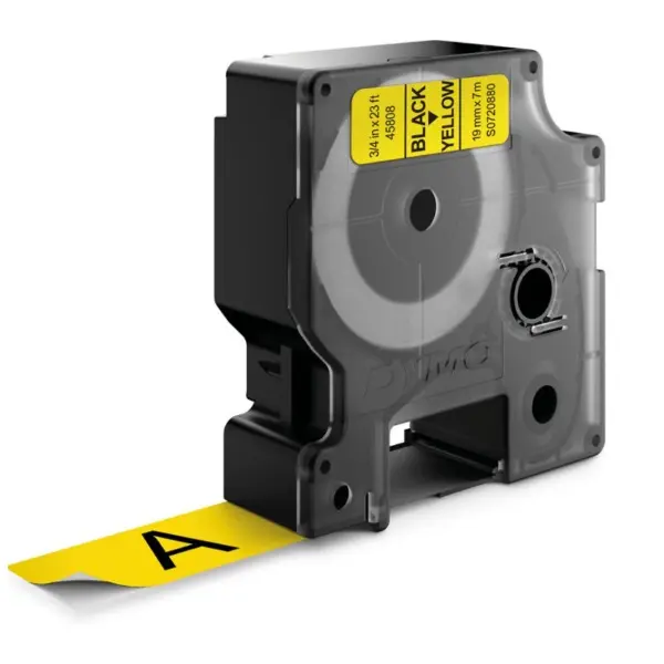 Dymo D1 45808 Cinta de Etiquetas Original para Rotuladora - Texto Negro sobre Fondo Amarillo - Ancho