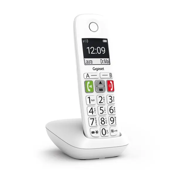 Gigaset E290 Telefono Inalambrico Dect - Pantalla Grande en B/N - Teclas con Numeros Grandes - Volum