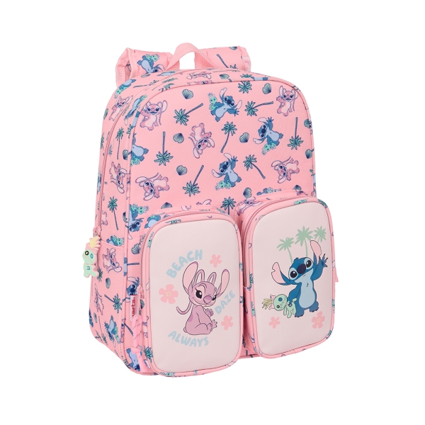 Safta Stitch Beach Mochila Infantil Bolsillos - Adaptable a Carro - Asa de Mano - 26x34x11cm - Color