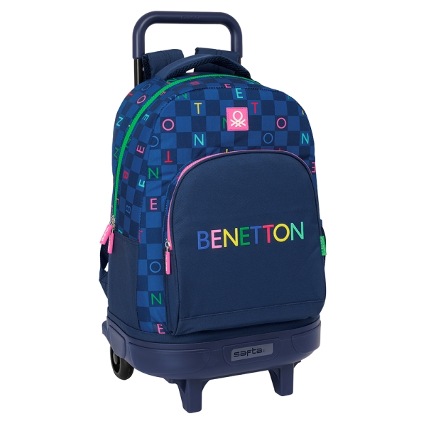 Safta Benetton Damero Mochila con Carro Integrado - Extraible para Facilitar su Limpieza - Base Refo