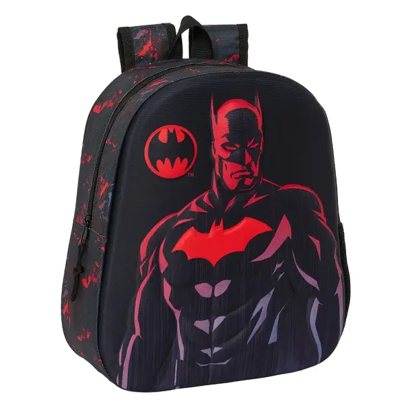 Safta Batman Mochila 3D - Asa de Mano - Portabotellas Lateral - 27x33x10cm - Color Negro