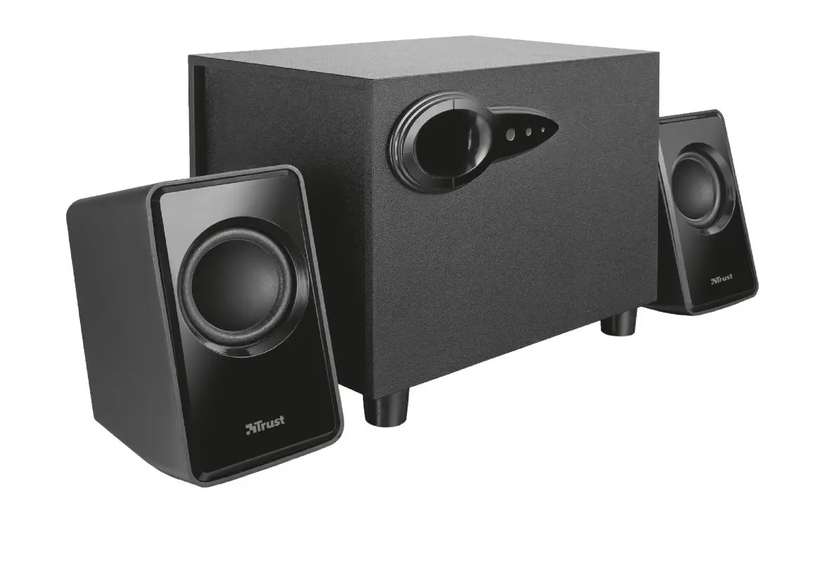 Trust Avora Altavoces USB 2.1 18W - Subwoofer Fabricado en Madera - Control de Volumen y Bajos - Ent