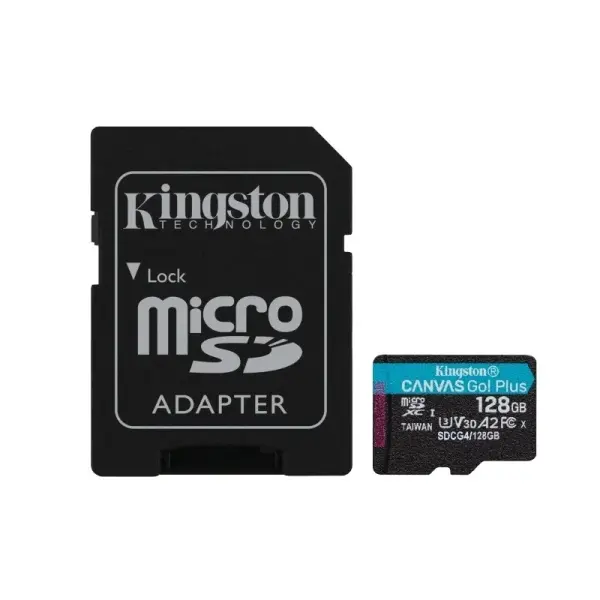 Kingston Tarjeta Micro SDXC 128GB UHS-I U3 V30 Clase 10 200MB/s Canvas Go Plus con Adaptador