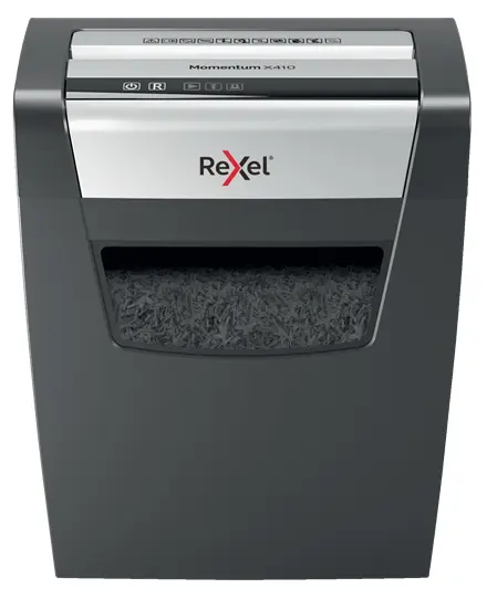 Rexel Momentum X410 Destructora de Papel Manual Corte Confeti - Destruye hasta 10 Hojas - 23L