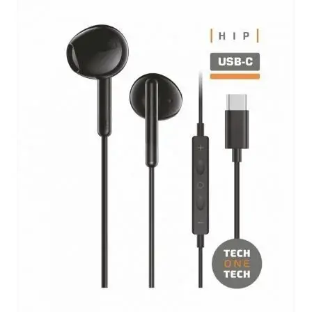 TechOneTech ear Tech Hip Auriculares Intraurales USB-C - Microfono Integrado - Asistente Voz - Cable